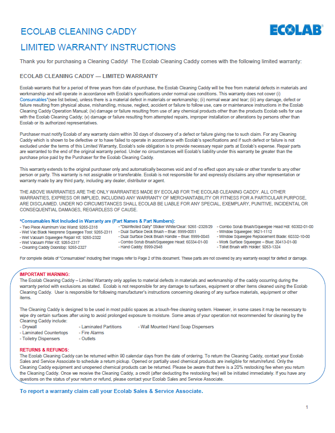 Ecolab Cleaning Caddy QC